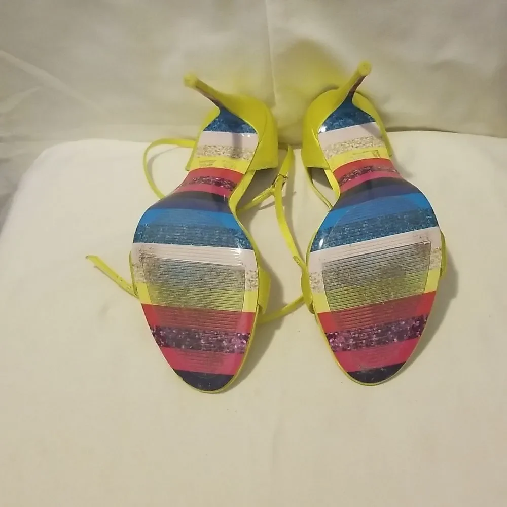 Aldo Neon Yellow Strappy Stiletto Heels